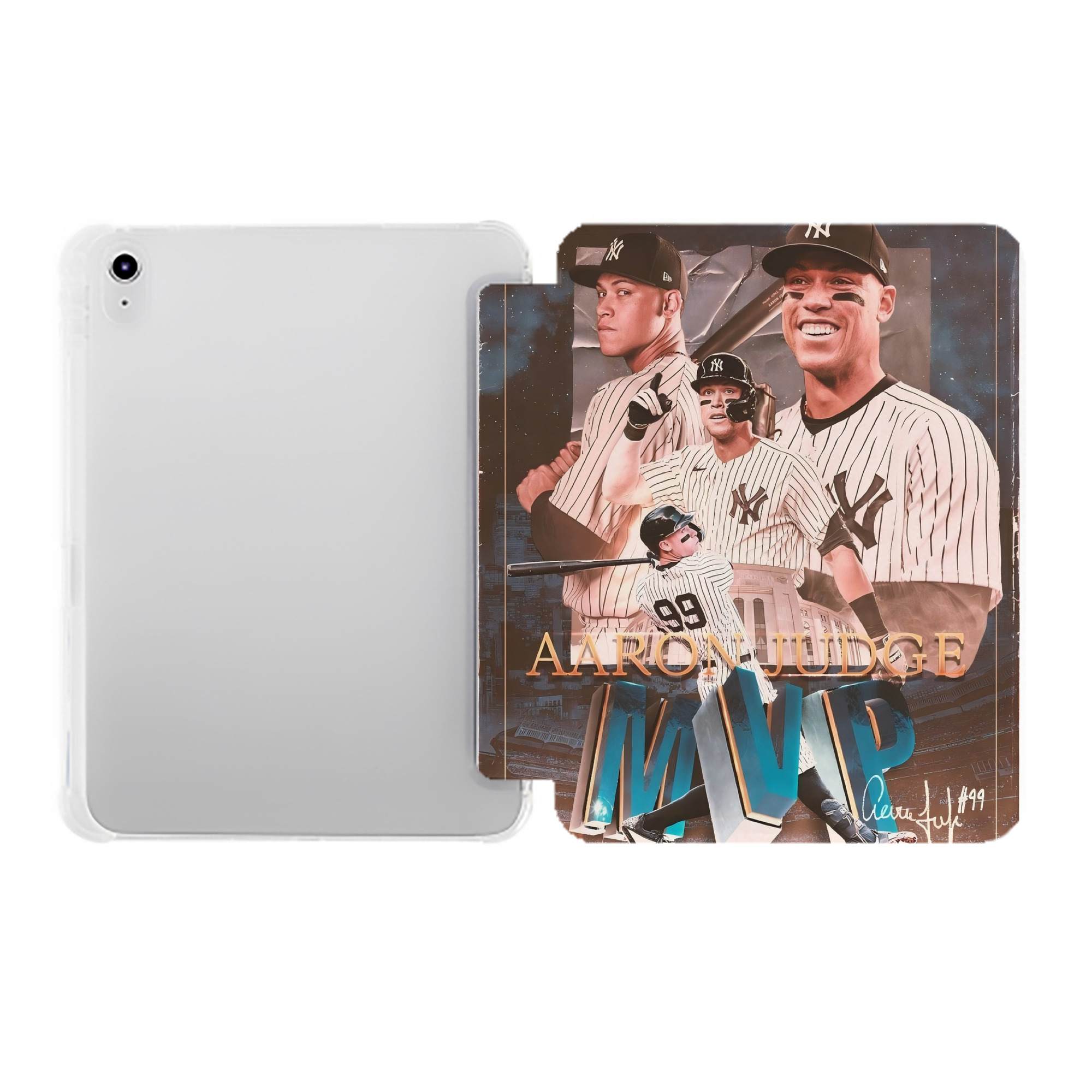 Aaron Judge MVP Premium Tri-Fold PU Leather & Silicone IPad Case With Pencil Slot – Fits 9.5,10.5,10.9 – Adjustable Stand, Slim, Protective